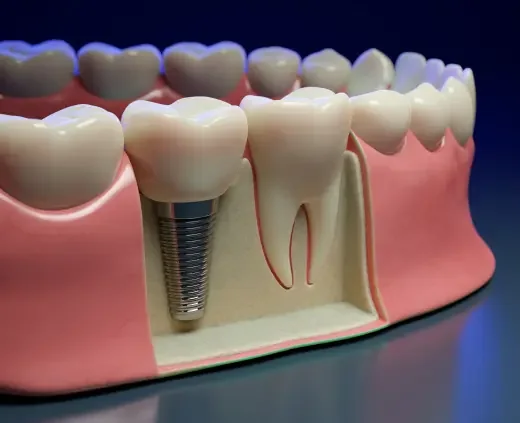 Illustration of a dental implant with a crown