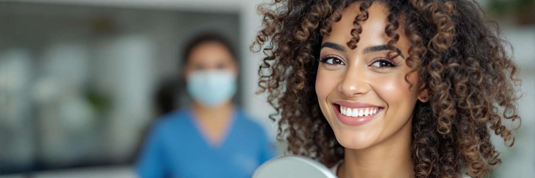 A woman smiling after getting a Wisdom Tooth Removal and Extractions in Elk Grove Village, IL